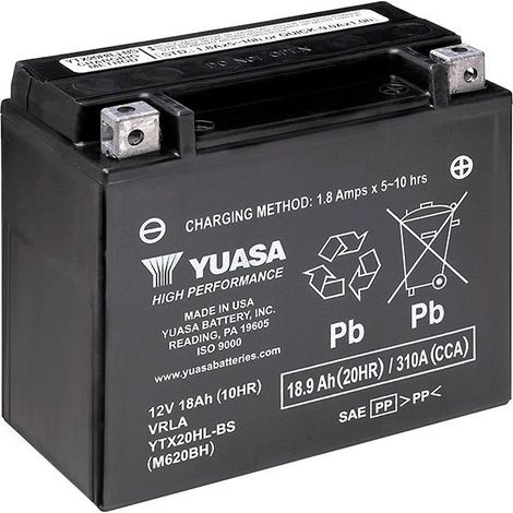 Batterie YUASA Ytx20hl SLA AGM - Sans Entretien - Prête à l'emploi.