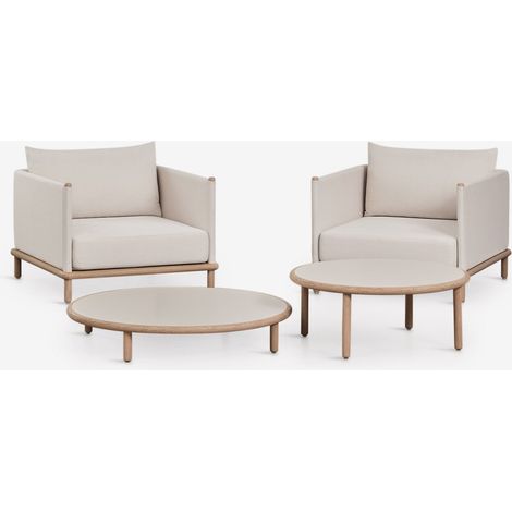 Set da giardino con 2 poltrone e 2 tavolini rotondi in legno di acacia Olivia SKLUM            