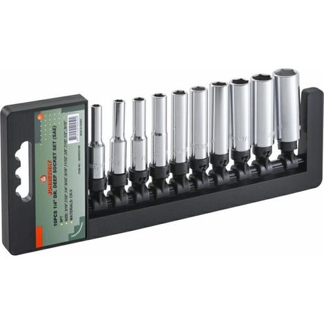 Jonnesway komplet nasadek calowych długich 10 elem.(1/4" 6-kat)   s05hd2210s