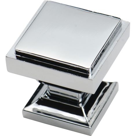 Lot de 5 boutons de placard carrés en chrome poli pour salle de bain, commode moderne, poignées de cuisine, quincaillerie chromée, boutons de tiroir d'armoire (1/4)