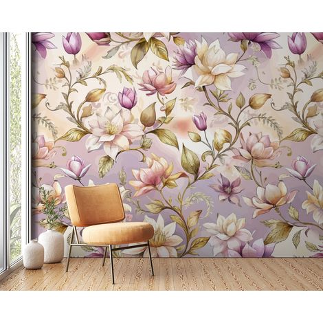 Papier peint fleuri - bouquet sauvage aquarelle - 150 x 250 cm (1/2)