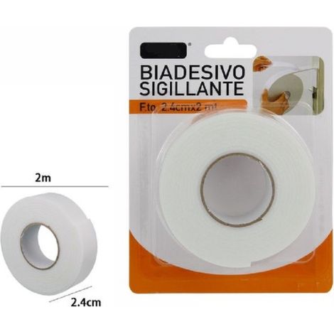 CINTA ADHESIVA DOBLE CARA ROLLO BLANCO 2,4 CM X 2 METROS SELLADO REPARACIÓN 69826