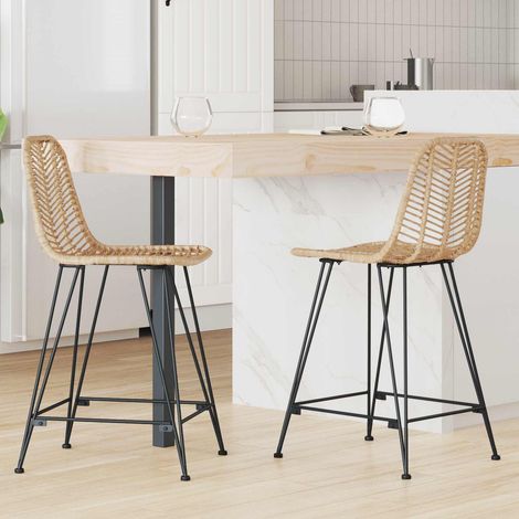 Barstuhl 2 pcs Natur 44,5 x 54,5 x 97,5 cm Rattan und Eisen