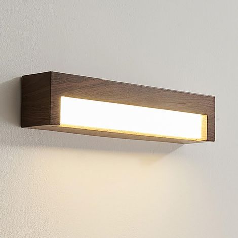 Applique murale rectangulaire à long bandeau, applique murale ultra-fine en noyer avec abat-jour en acrylique blanc, applique de chevet, applique LED moderne - 6 W - 3 modes de couleur, applique mural (1/5)