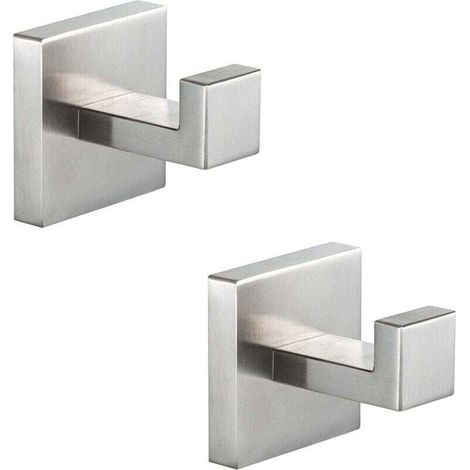 2 Pièces Crochet Serviette Patère Mural Carré SUS 304 Acier Inoxydable de Salle de Bain, Métal Accroche Torchon Muraux Pour Cuisine Peignoirs Manteaux Chapeaux Vêtements Robe (Argent) (1/4)