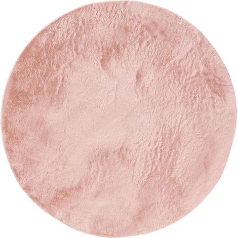 1 tapis, fausse fourrure, rond 160 cm, antidérapant, lavable, salon, chambre, bébé (1/5)