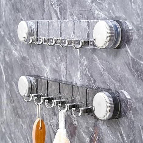 Set aus zwei drehbaren Saugnapfhaken in Wellenkette, kein Bohren erforderlich, hohe Tragfähigkeit, spurlos haftende Haken für Badezimmer-/Toilettentüren und Rückwände.