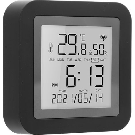 Thermo-Hygromètre Numérique Écran LCD Rétroéclairé Enregistreur Données Intelligent Noir ABS Sécurité Anti-Sabotage Kit USB 1 Appareil Câble Manuel (1/5)
