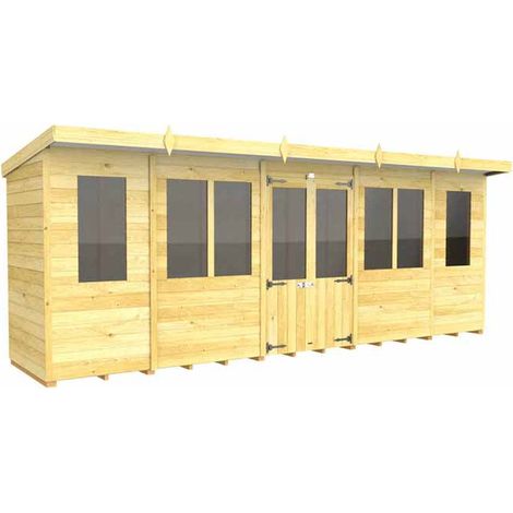18ft x 4ft Pent Summer House - Wood - L118 x W533 x H201 cm