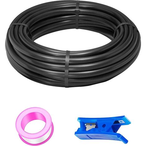 20 Meter Polyurethane Black Pneumatic Hose, PU Air Hose, 10 mm OD x 6.5 mm ID, Polyurethane PU Air Kit + 1 Piece Hose Cutter (1/5)