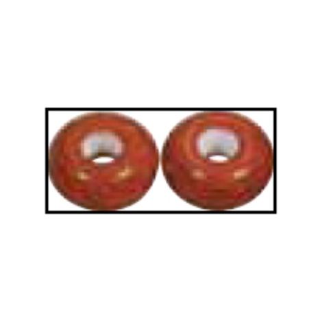 RAYHER - 2 PEZZI - PERLINE IN VETRO OPACO CON FORO GRANDE Ø16MM L.6 MM - COLORE ROSSO CLASSICO