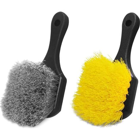 Set di 2 spazzole per la pulizia di cerchi e pneumatici auto, spazzole per ruote, kit di spazzole automatiche per la pulizia delle ruote, strumenti di pulizia con setole