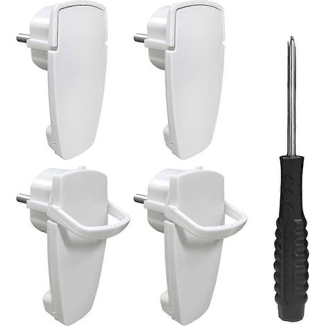 Set mit 4 Schuko-Winkelsteckern, 250-V-Flachsteckern, Netzsteckdose mit Klappgriff, Schutzstecker mit Schraubendreher, EU-Stecker (1/5)