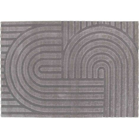Tapis rectangulaire à poils ras motif contemporain gris 120 x 170 cm (1/5)
