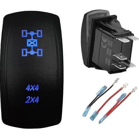 Wasserdichter blauer LED-Wippschalter 12V 20A 5 Pins für Boote, Autos und Wohnmobile.