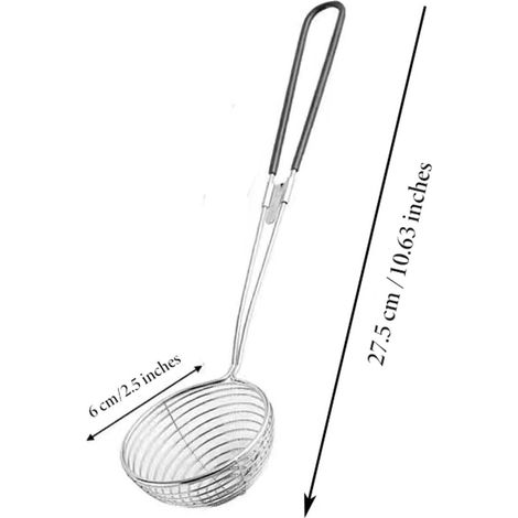 6-teiliges Edelstahl-Siebset – Hot-Pot-Sieb – Schaumlöffel mit Griff – Draht-Schaumlöffel – Für Hot Pot, Fleischbällchen – Schaumlöffel – Löffel – Sieb – Zum Braten, für Tee – Durchmesser 6 cm – Silbe (1/5)