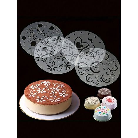 Ensemble 8 Pièces : Gabarits Transparents pour Décoration de Gâteaux, Pochoirs pour Biscuits et Pâtisseries, Outils à Maille pour Sucre Glace, Kit de Boulangerie pour Mariages et Anniversaires (1/4)