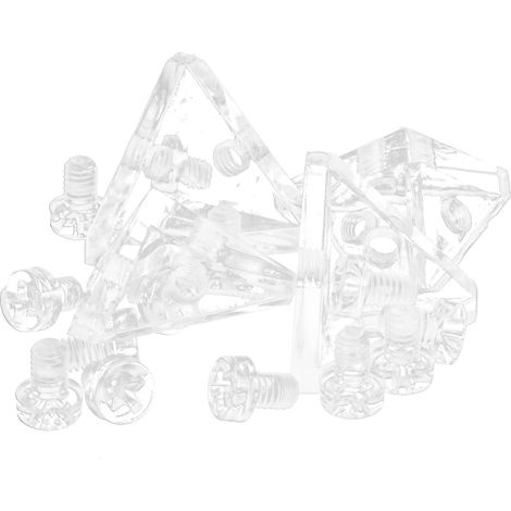Lot de 4 Sets de Équerres D'angle en Acrylique Transparentes, Fixation Triangulaire 3 Trous Taraudés, Vis 4x6 Incluses, Support D'étagère Compact et Léger pour Boîtes à Bijoux (1/5)
