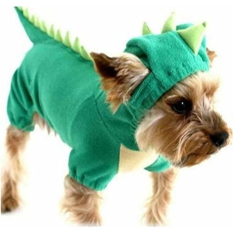 Costume de conception de dinosaure pour chien, Costume de dinosaure d'halloween pour chien de taille moyenne et grande, vêtements verts pour animaux de compagnie (1/5)