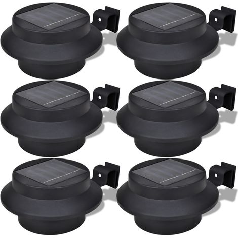Outdoor Solar Lamp Set 6 pcs Fence Light Gutter Light Black vidaXL