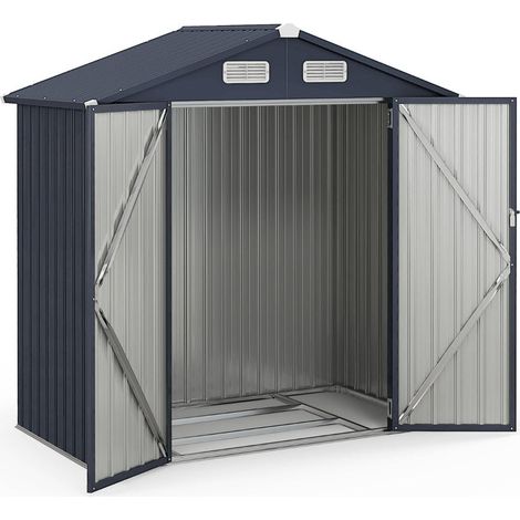 Caseta de almacenamiento exterior 193 x 108 x 196 cm con cerradura y ventilación diseño moderno en acero galvanizado gris oscuro 200009827