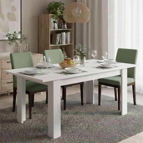Table extensible, Console extensible pour salle à manger, Table de cuisine ouvrant avec rallonge, 140/190x90h78 cm, Blanc (1/5)