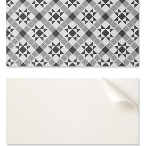 Baldosas de vinilo impresas listas para instalar con estampado geom茅trico de estrellas, 10x40x20 cm.