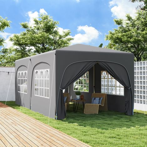 Tonnelle pliante 3 x 6m Pop Up. UPF50+ Hauteur ajustable. avec sac de transport et sacs de sable. Gris clair