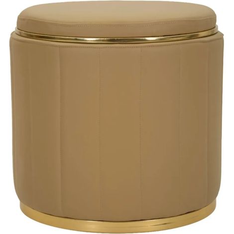 Pouf con Contenitore Similpelle Marrone Oro Moderno Soggiorno Camera (1/4)