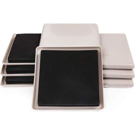 Set mit 8 großen, wiederverwendbaren Möbelgleitschienen für Teppiche, 3,5 Zoll (8,9 cm) quadratische Schienen, robust - Crezuo