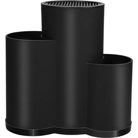 Bloque universal vacío para cuchillos 3 en 1, Soporte redondo para cuchillos de cocina, Soporte para cubiertos, (Negro) (1/5)