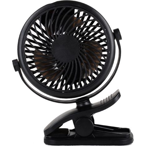 Petit ventilateur miniature, silencieux, rechargeable par USB, avec pince de suspension, idéal pour bureau ou surface plane (Noir profond, 2200 mAh) (1/5)