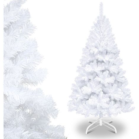 SWANEW 150cm Albero di Natale artificiale, rami artificiali dell'abete 488 per la decorazione di Natale con il supporto, bianco (1/5)