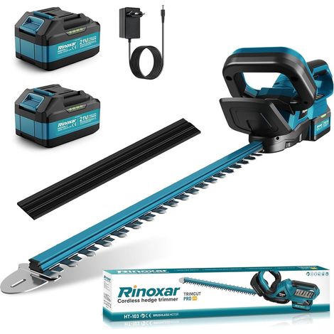 Akku Heckenschere mit 2x4000mAh Akku und Ladegerät, Elektrischer Heckentrimmer, 600W Bürstenloser Motor 28500rpm, 52cm Messerlänge, Sicherheits-Doppelschalter Hedge Trimmer für Garten Hecken (1/5)