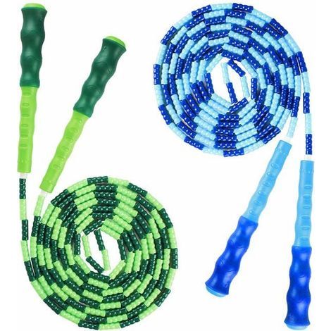 Set mit 2 weichen, perlenbesetzten Springseilen für Fitness, perlenbesetztes Springseil, verstellbares, verwicklungsfreies Springseil (1/5)