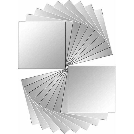 Piastrelle a specchio autoadesive per decorazione murale – Set di 18 pezzi argentati, 15 x 15 cm, facili da applicare, non richiedono foratura né attrezzi.