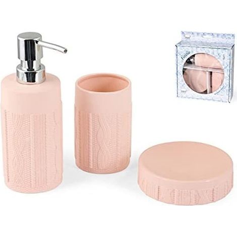 H&H Fiesole, Set 3 pezzi Bagno Ceramica, Rosa