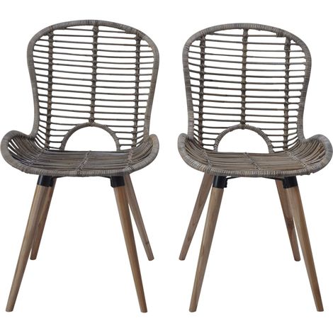 vidaXL Esszimmerstühle Set von 6 braun natürliche Rattan