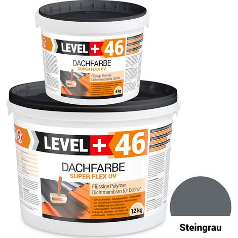 LEVEL+ Dachfarbe Sockelfarbe elastische Dicht-Polymermembrane L+46 STEINGRAU - 16KG