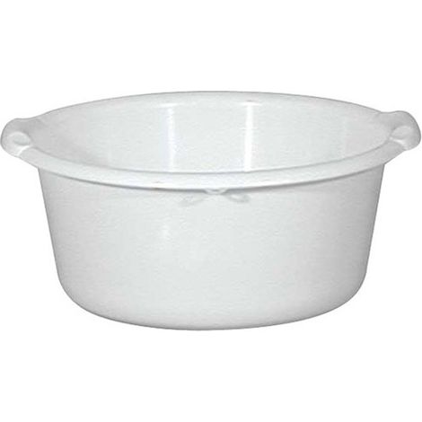 Bassine ronde 14L – Diamètre 40cm – Hauteur 17.5cm – Coloris blanc alimentaire – Anses coquilles pour transport facile – Aluminium Et Plastique