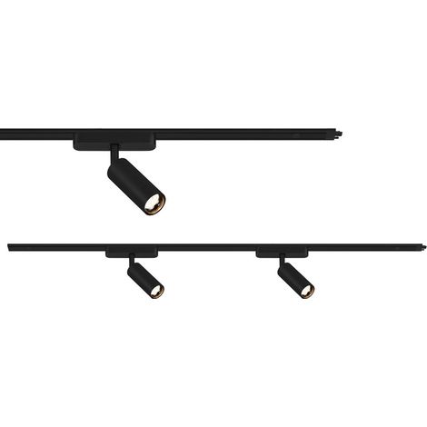 Briloner Luxtrail Système de rail, kit d'extension pour démarrage / complet kit, 2xspots, orientables, noir, 1m, utilisables individuellement uniquement avec une alimentation électrique