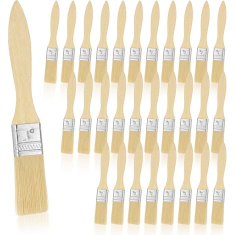 30 Pinceaux Plats, 1 Pouce Peinture Pinceau, Paint Brush avec Manche en Bois, Adapté à la Peinture, au Vernis, à la Teinture, aux Adhésifs etc (1/5)