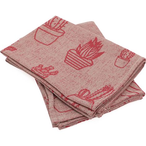 Lot de 2 torchons de cuisine toile coton CACTUS 50x70 cm (1/5)