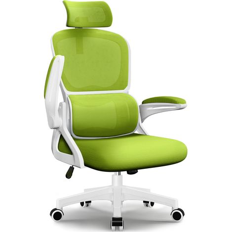 Authmic Chaise de Bureau,Fauteuil de Bureau,Chaise de Bureau Ergonomique avec Soutien Lombaire Adaptatif,Accoudoirs Rabattables 90°,Appui-Tte Réglable,office chair en Tissu Maillé Respirant, Adaptée