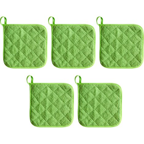 Maniques en coton, lavables en machine, résistantes à la chaleur, dessous de plat, supports de cuisson (verts)