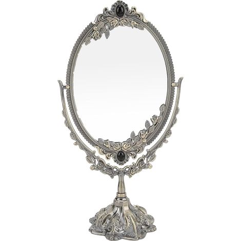 Miroir de Maquillage de Table Double Miroir de Maquillage Rotatif en Alliage de Zinc Gothique Outil de Dressing de Beauté Cadeau d'anniversaire(Small) (1/5)