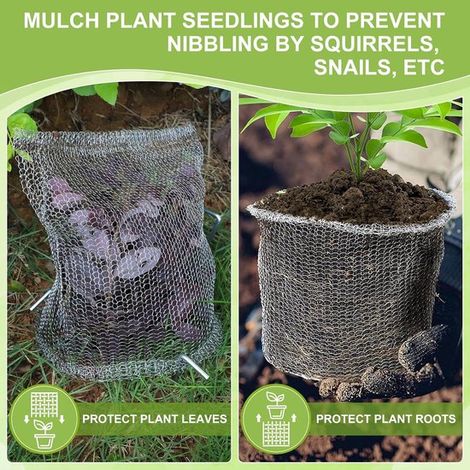 Cestas protectoras de acero inoxidable para raíces de plantas (juego de 10), Bolsas de malla de acero inoxidable, 23 x 25 cm (1/5)