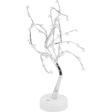 Veilleuse à 60 LED alimentée par USB, lampe de nuit en fil de cuivre en forme d'arbre artificiel avec étoile à cinq branches, idéale pour la décoration de la chambre ou du bureau. (1/5)