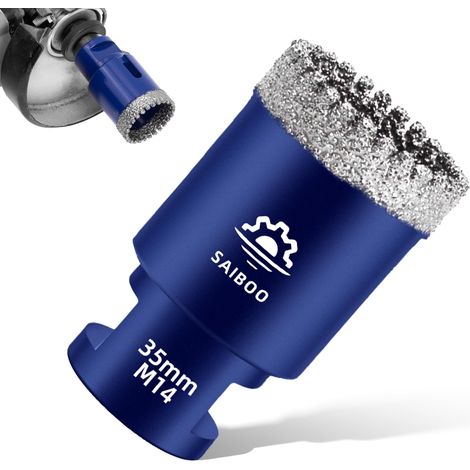 Forets Carrelage Diamant 35mm Scie Cloche Diamantée Brasé Sous Vide et Trépans avec Filetage M14 pour Granit Carrelage Porcelaine Céramique Marbre, pour Meuleuse d'angle (1/5)
