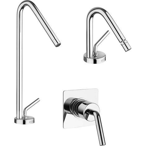 Miscelatori Jacuzzi Rubinetteria lavabo alto bidet e doccia incasso serie Lumos (1/5)